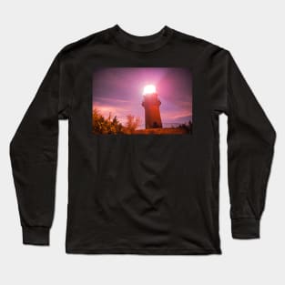 Starry Sky over the Gay Head lighthouse Aquinnah MA Cape Cod Martha's Vineyard Long Sleeve T-Shirt